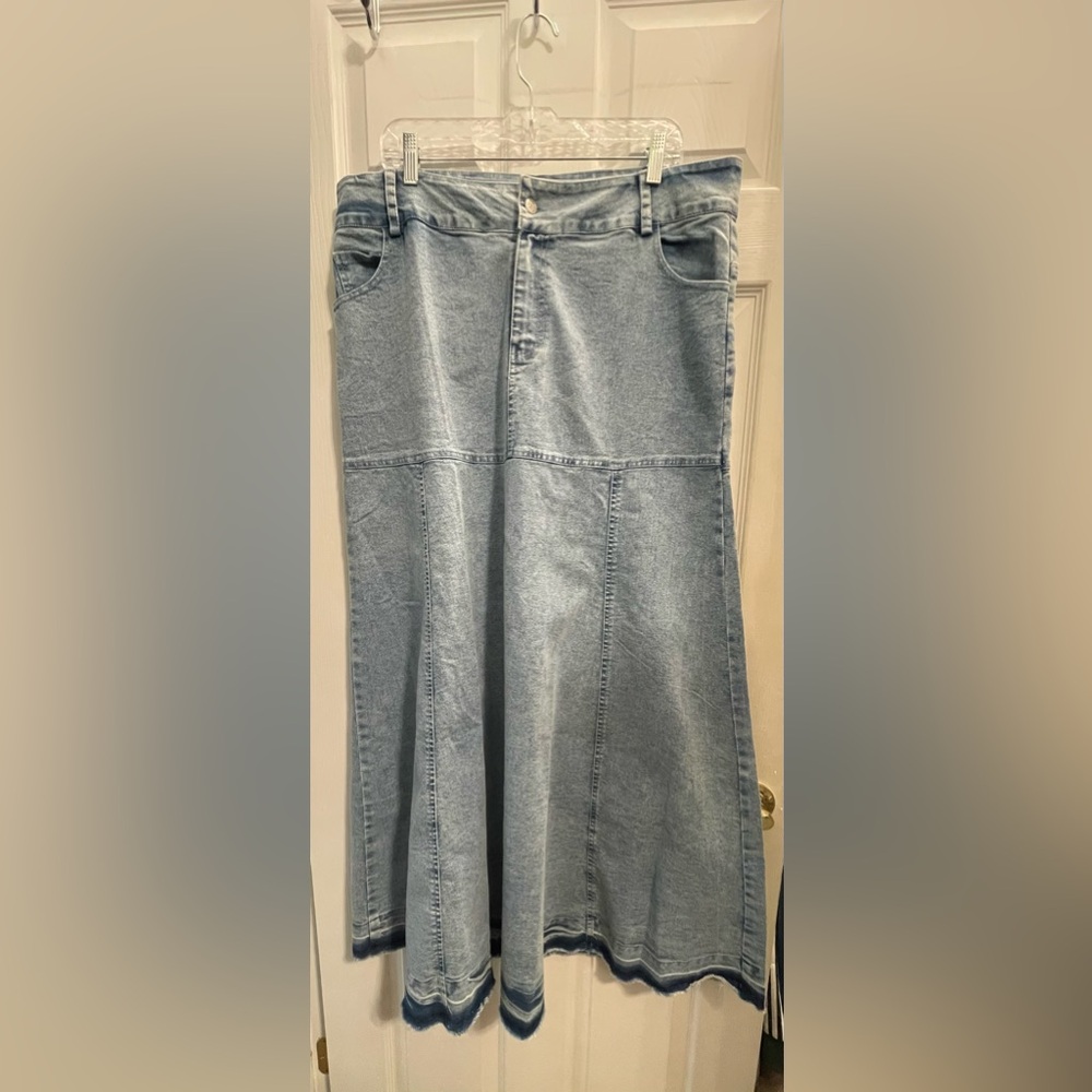 Light Blue Denim Maxi Skirt